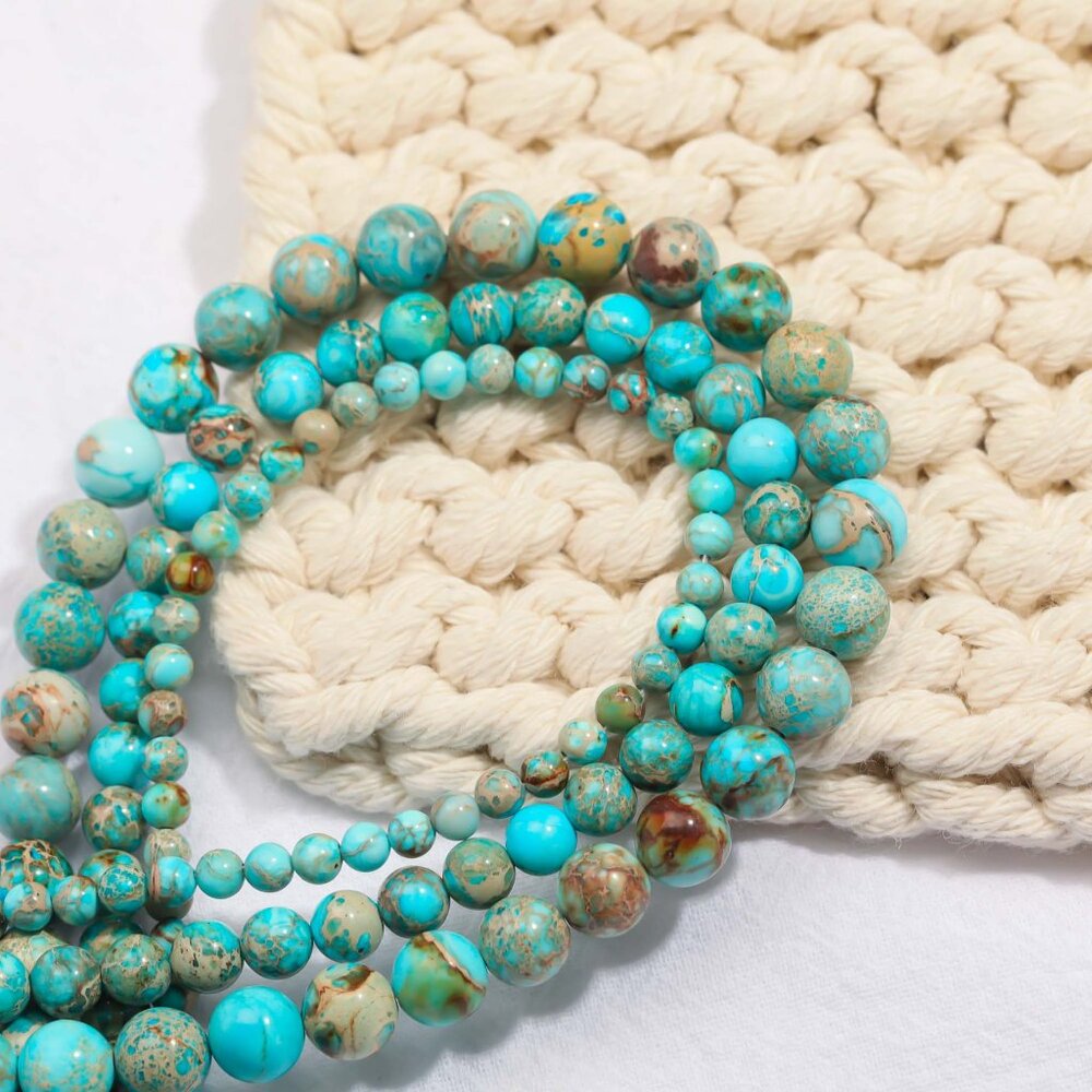 6mm Lake Blue Imperial Jasper Round Beads DIY Jewelry Making